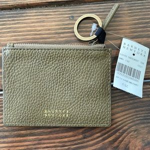 Barneys New York pebbled leather card holder /wallet/coin purse